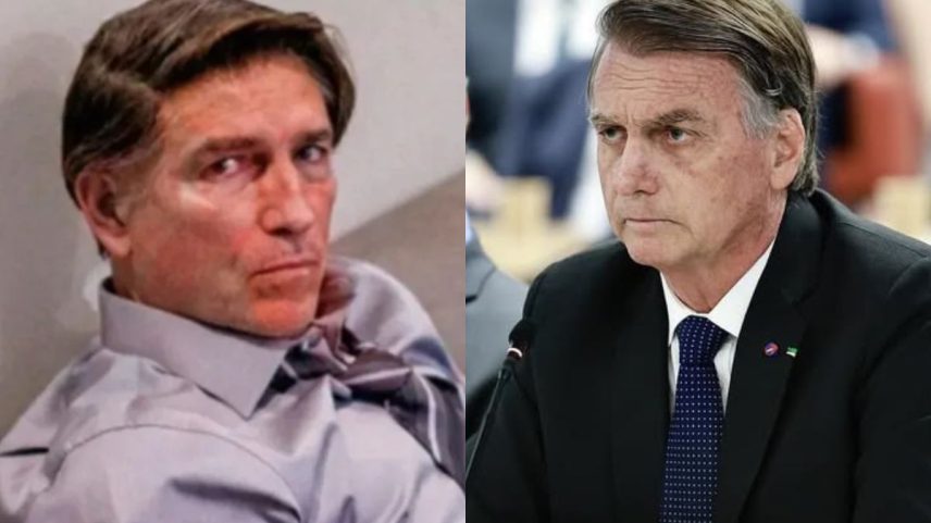 Montagem com fotos de Jim Caviezel e Jair Bolsonaro