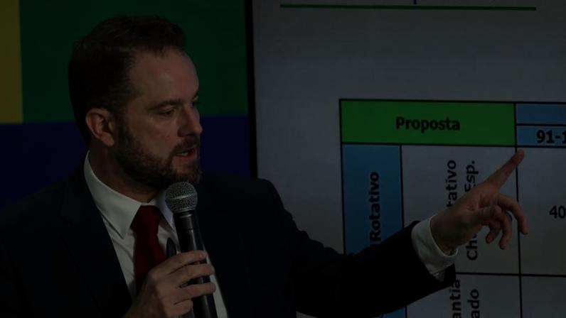 O ministro da Fazenda, Dario Durigan, durante assinatura da Medida Provisória referente ao Novo Desenrola Brasil
