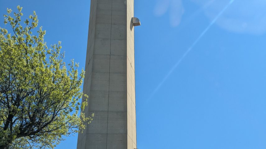 The air traffic control tower at the Mike Monroney Aeronautical Center in Oklahoma City, where Cummings-Grande visited to observe the Tower Data Link Services system in live operation.