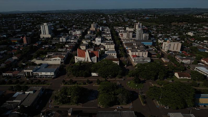 Vista aérea da cidade de Realeza, no Sudoeste do Paraná. Créditos: Viaje Paraná.