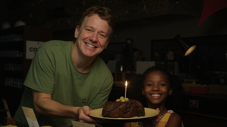 Pablo Sanábio com a filha, Manuela