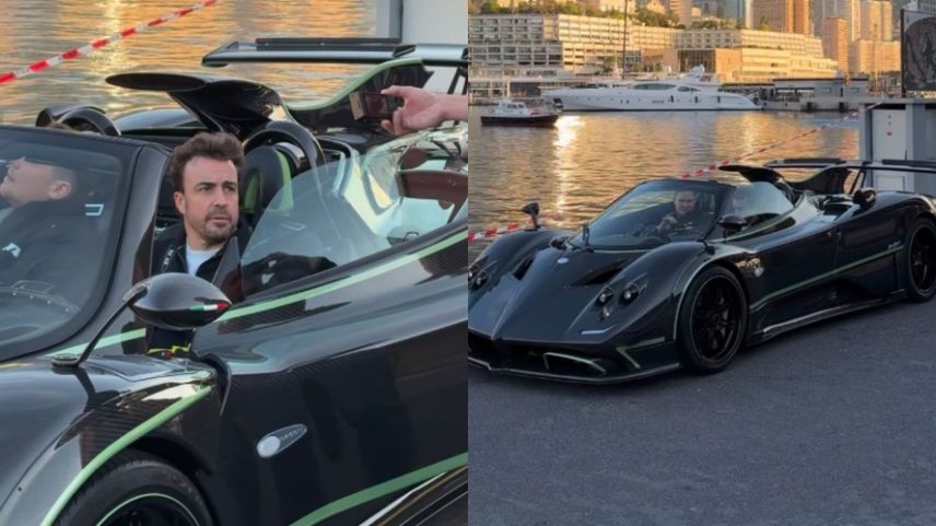 Fernando Alonso em sua nova Pagani Zonda Diamante Verde em Mônaco