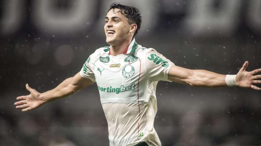 Ramon Sosa (Palmeiras) celebrando seu gol contra o Remo, no dia 10.05.2026.