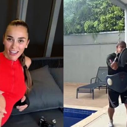 Gravida Tainá Militão exibe aula de muay thai adaptada para segurança