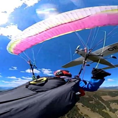 Parapentista sobrevive a colisão com avião durante voo