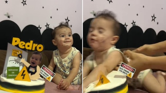 Pedro em seu mesversário de 8 meses — Foto: Reprodução TikTok
