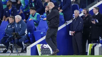 Pep Guardiola no empate do Manchester City com o Everton pela Premier League