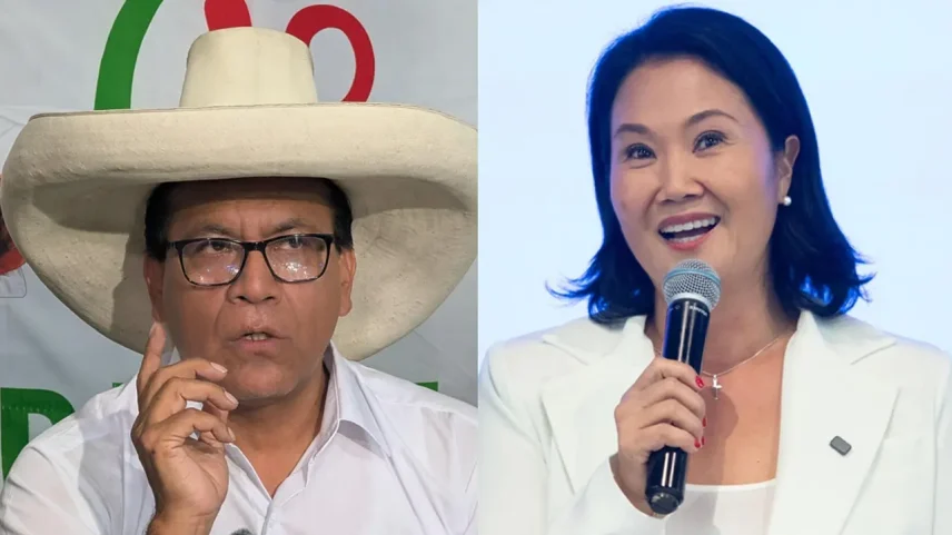 Os candidatos no segundo turno no Peru, Roberto Sánchez e Keiko Fujimori (Foto: Fernando Gimeno e Renato Pajuelo/EFE)