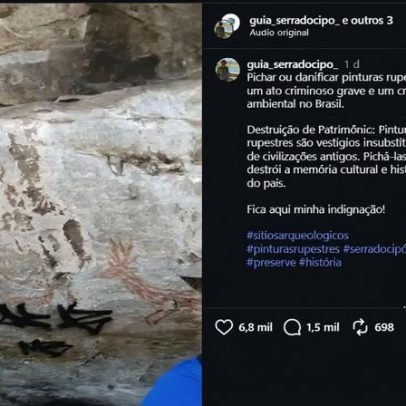Pichadores vandalizam pinturas rupestres em parque nacional de MG