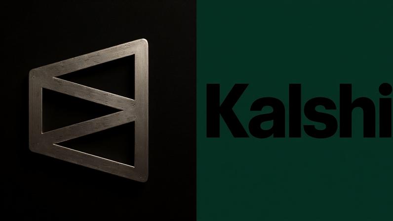 Na imagem, as logomarcas do Polymarket (à esq.) e Kalshi (à dir.)