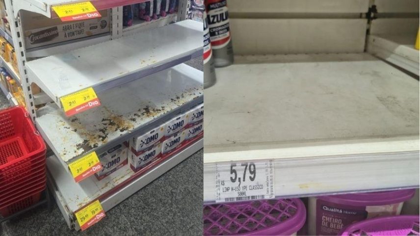 Prateleiras onde tinham produtos Ypê aparecem esvaziadas em mercados de São Paulo