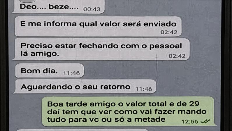 Contato salvo como “Player” informando um número de conta bancária para ser utilizada no “acerto de contas” ou “balancete” mensal efetuado. Essa conta informada, ainda que fragmentada com relação ao nome do titular, levou até Deolane • Reprodução/Policia Civil de São Paulo