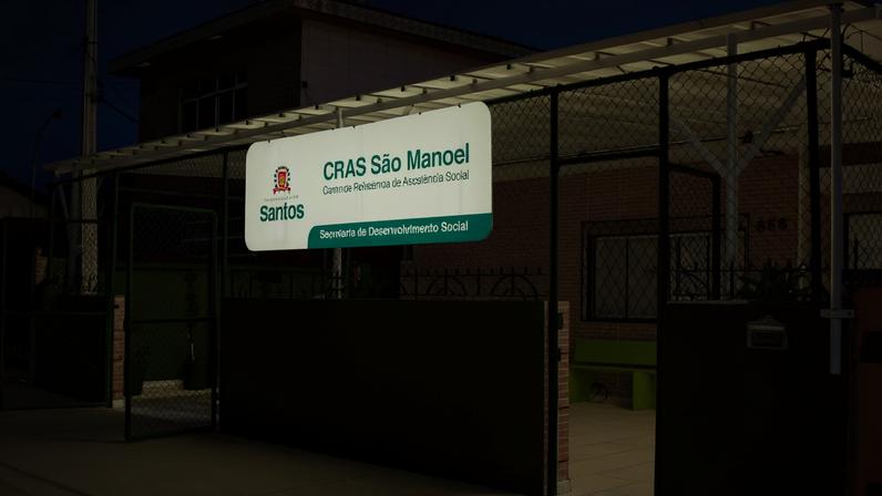 Fachada de unidade do CRAS, equipamento porta de entrada da proteção social básica do SUAS. Crédito: Prefeitura de Santos.