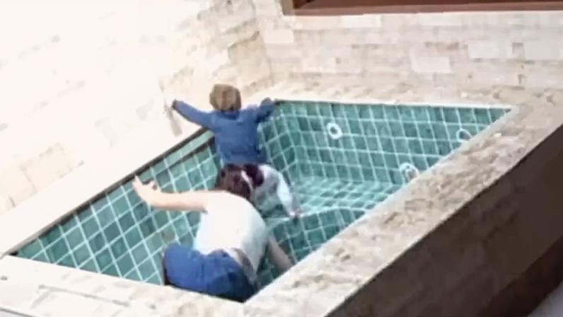 Mãe cai em piscina vazia — Foto: Reprodução/Instagram