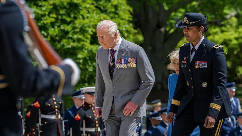 O monarca britânico, rei Charles III, durante visita aos EUA em abril (Foto: MATT KAMINSKY/EFE/EPA)