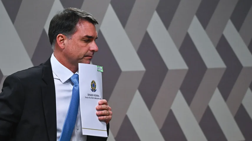 O senador e pré-candidato a presidente Flávio Bolsonaro (PL-RJ), em imagem do final de abril (Foto: André Borges/EFE)