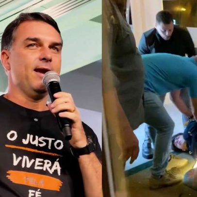 Vídeo mostra retirada de dupla de evento de Flávio Bolsonaro por seguranças em SP