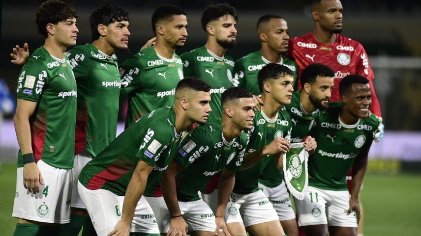 Time do Palmeiras antes do jogo contra o Cruzeiro — Foto: Marcos Ribolli
