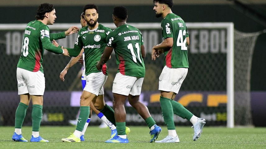 Comemoração do gol do Palmeiras contra o Cruzeiro — Foto: Marcos Ribolli