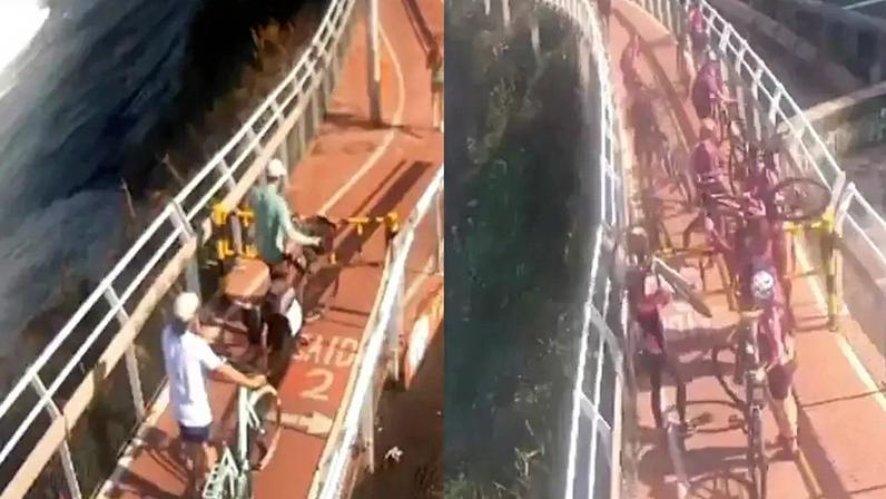 Ciclistas são flagrados invadindo ciclovia Tim Maia interditada no Rio
