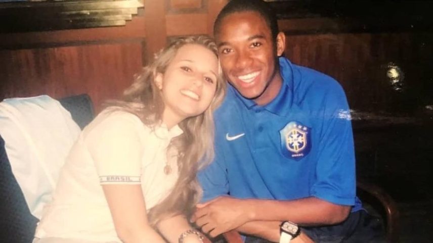 Robinho e a esposa Vivian Guglielmetti, em foto de arquivo