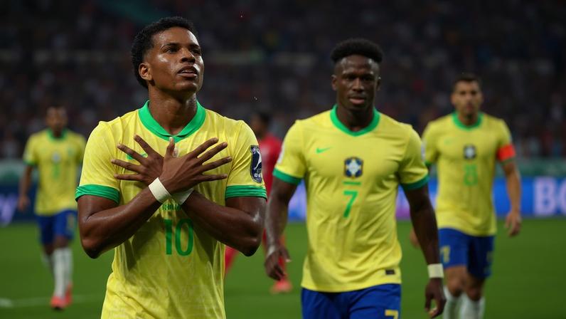 Rodrygo faz o segundo dele pela Seleção contra Coreia — Foto: Reuters