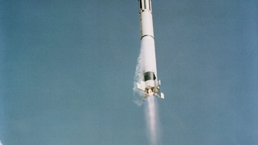 America’s first human spaceflight begins as the Mercury-Redstone 3 (MR-3) space vehicle, with astronaut Alan B. Shepard Jr. aboard, launches from Cape Canaveral, Florida on May 5, 1961.