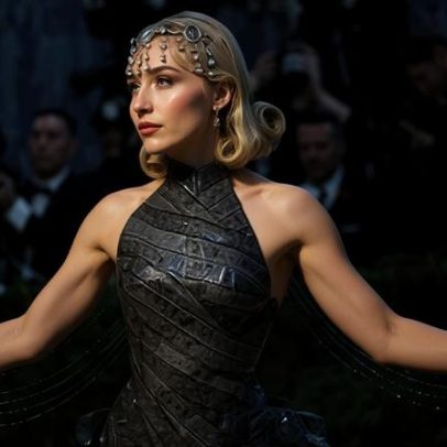 Sabrina Carpenter desfila retrô no Met Gala com rolos de filme de 1954