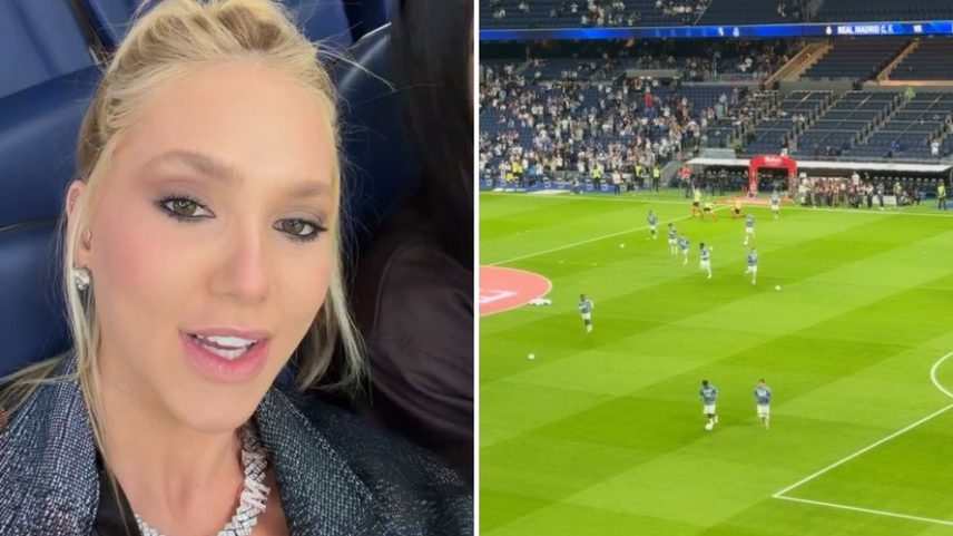 Virginia senta na tribuna e grita após Vini Jr entrar em campo: 'Me deixa ser brega'