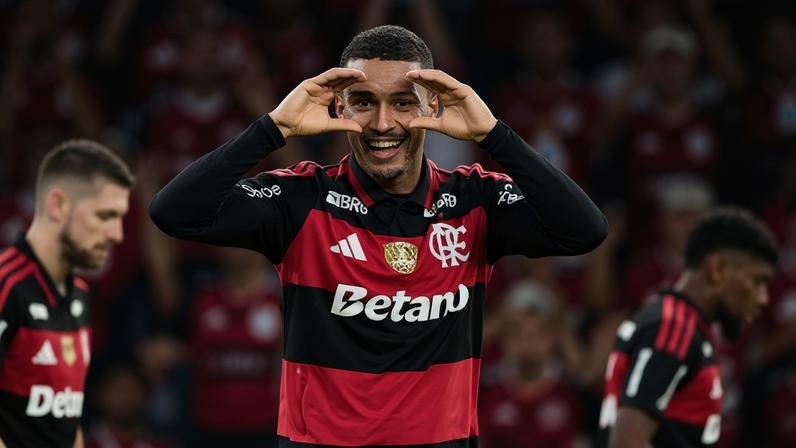 Samuel Lino comemora seu gol pelo Flamengo sobre o Remo