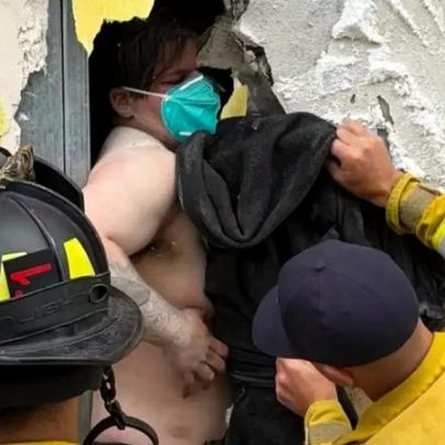 Homem fica 10 horas preso em parede e é resgatado por policiais