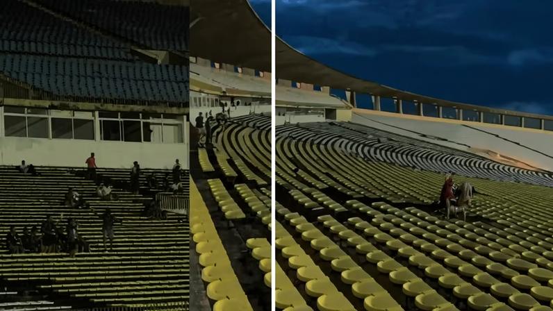 Neymar é convocado, e torcedores celebram no estádio durante semifinal de campeonato — Foto: Samuel Andrade e Gusttavo Sousa