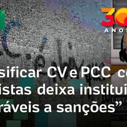 Economista diz que CV e PCC, terroristas, deixam instituições vulneráveis