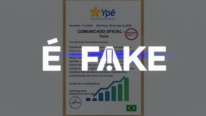É #FAKE comunicado em que Ypê comemora recorde de vendas após decisão da Anvisa — Foto: Reprodução