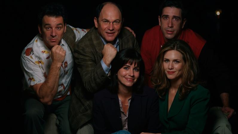 Os elencos das séries 'Seinfeld' (esq.) e 'Friends' (dir.) — Foto: divulgação