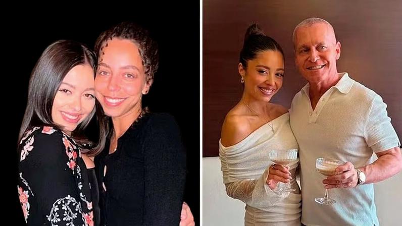 Caitlin Mitchell-Markovitch com a ex-amiga e enteada Hayley Law e ao lado do companheiro Blair Law — Foto: reprodução/Instagram