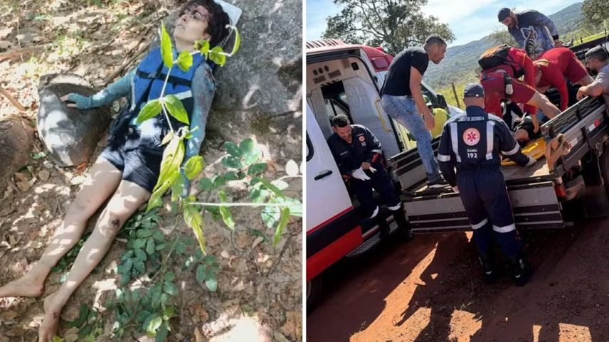 imagem colorida mulher é resgatado após acidente canos goias