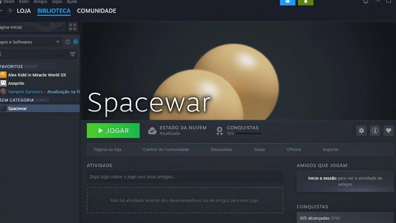 Spacewar é um jogo que pode aparecer misteriosamente em sua biblioteca, nem sempre por bons motivos