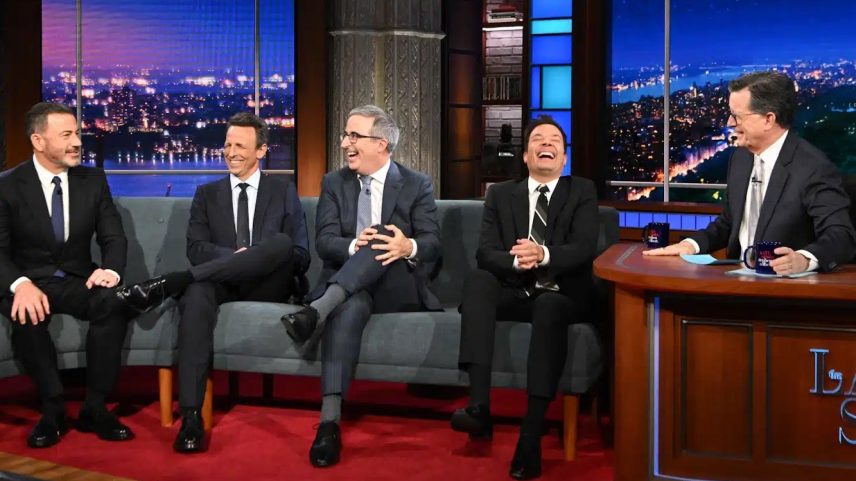 Jimmy Kimmel, Seth Meyers, John Oliver, Jimmy Fallon, and Stephen Colbert on 'The Late Show'