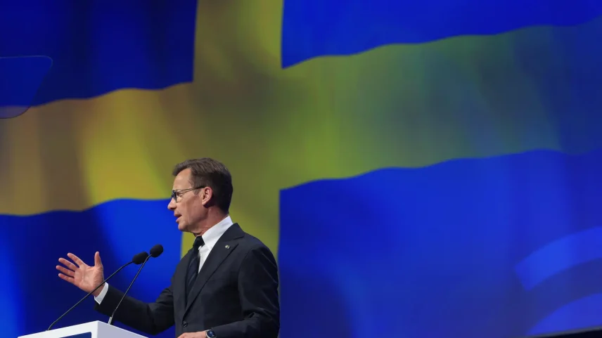 O premiê da Suécia, Ulf Kristersson, durante evento em 2025. (Foto: Kai Försteling/EFE)