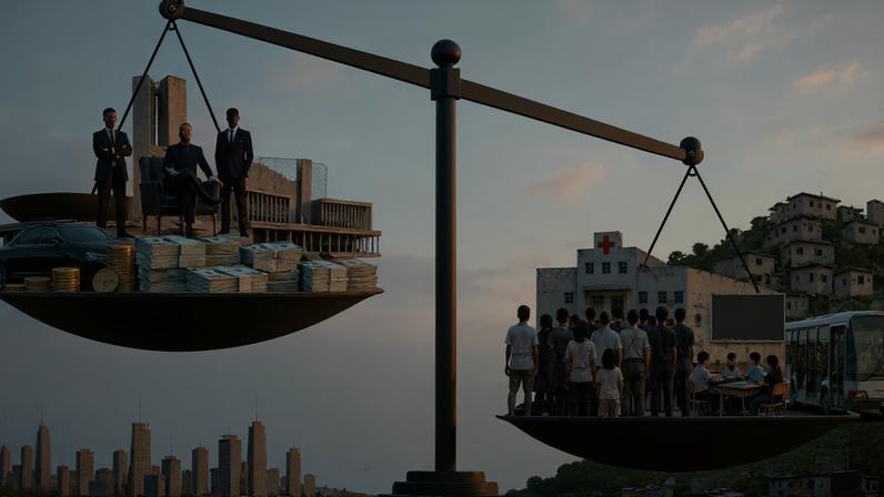 O caso brasileiro dos supersalários mostra que o governo não é apenas um possível corretor de desigualdades. Muitas vezes, ele é seu maior criador e perpetuador. (Foto: Imagem criada utilizando Open AI/Gazeta do Povo)