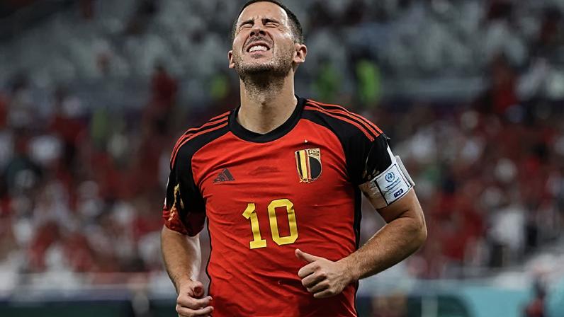 Hazard em jogo da Bélgica contra Marrocos.