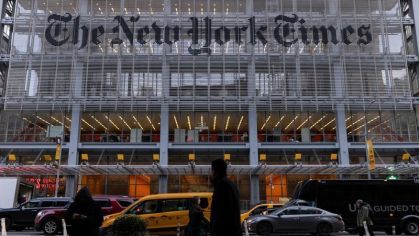 Prédio do New York Times em Manhattan, Nova York