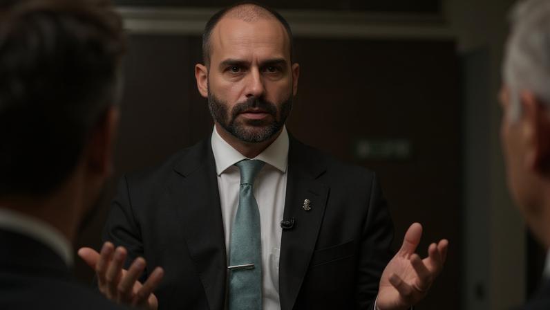 Deputado federal Eduardo Bolsonaro durante entrevista à Reuters em Washington