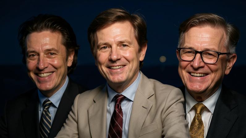 illustration Garry Shandling, David Letterman, Stephen Colbert