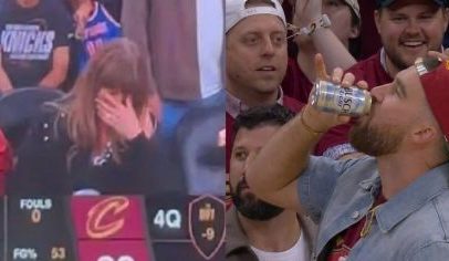 Taylor Swift celebra virada de cerveja de Travis Kelce na NBA