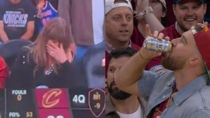Taylor Swift celebra virada de cerveja de Travis Kelce na NBA