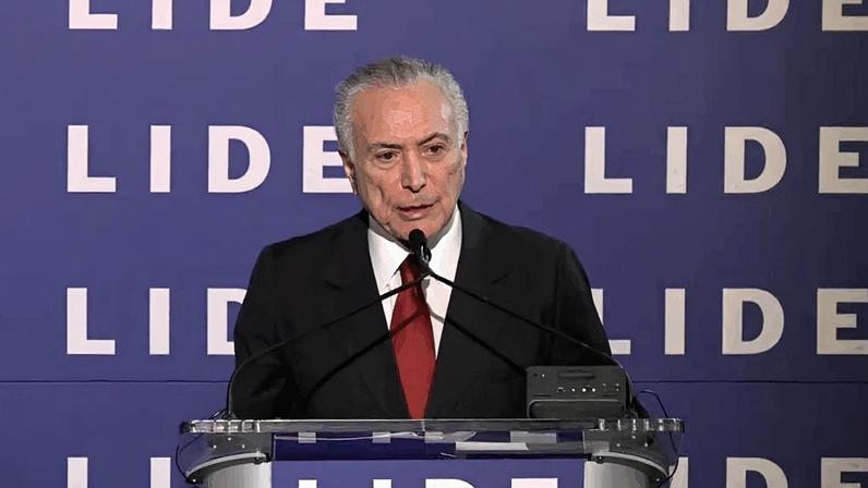 Na imagem, o ex-presidente Michel Temer, em discurso no 15º LIDE Brazil Investment Forum