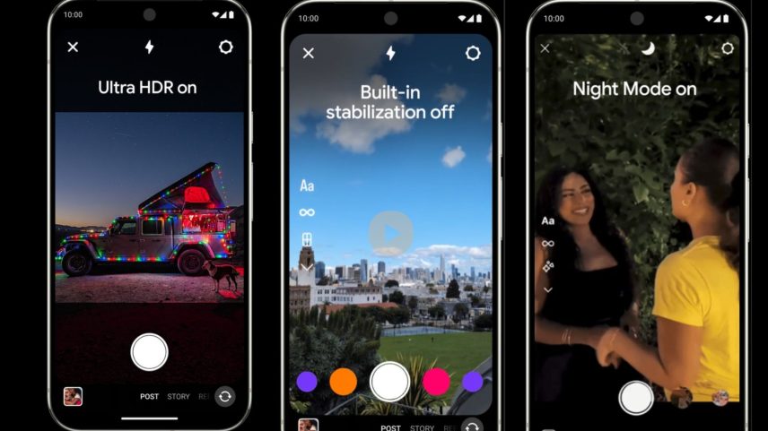 Novos recursos disponíveis na câmera do Instagram de celulares Android após parceria com a Meta — Foto: Divulgação/Android