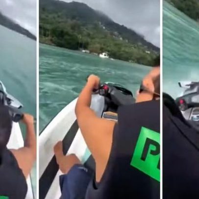 Vídeo mostra homem pilotando moto aquática antes de desaparecer em Ilhabela